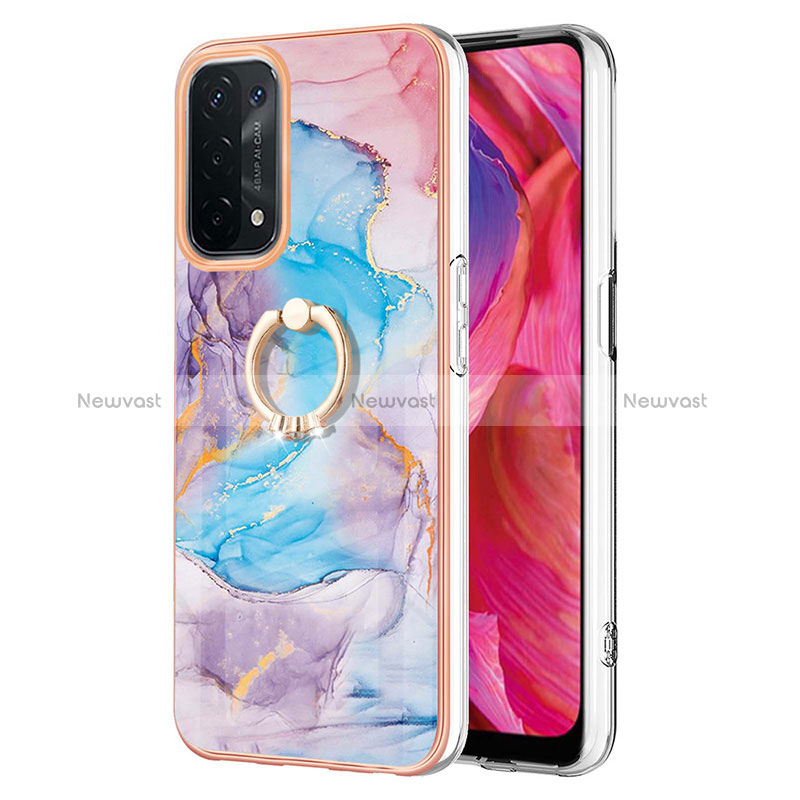 Silicone Candy Rubber Gel Fashionable Pattern Soft Case Cover with Finger Ring Stand Y03B for Oppo A54 5G