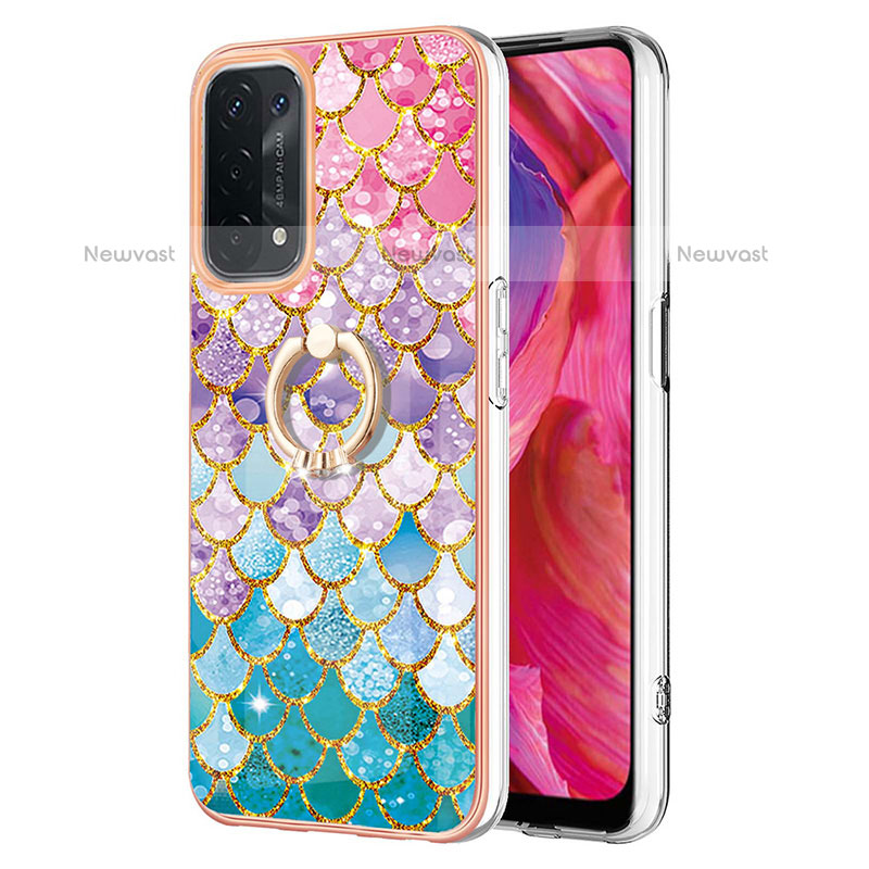 Silicone Candy Rubber Gel Fashionable Pattern Soft Case Cover with Finger Ring Stand Y03B for Oppo A93 5G