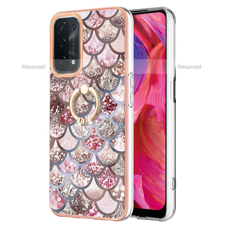 Silicone Candy Rubber Gel Fashionable Pattern Soft Case Cover with Finger Ring Stand Y03B for Oppo A93 5G