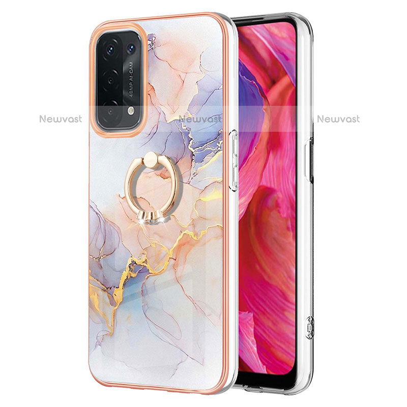 Silicone Candy Rubber Gel Fashionable Pattern Soft Case Cover with Finger Ring Stand Y03B for Oppo A93 5G