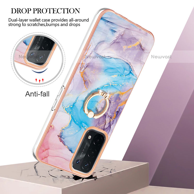 Silicone Candy Rubber Gel Fashionable Pattern Soft Case Cover with Finger Ring Stand Y03B for Oppo A93 5G