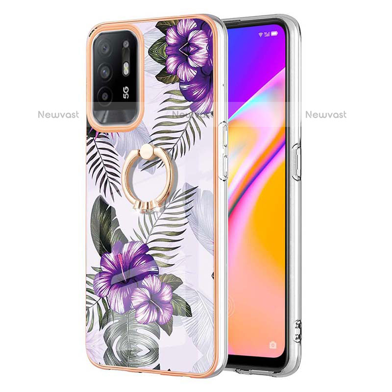 Silicone Candy Rubber Gel Fashionable Pattern Soft Case Cover with Finger Ring Stand Y03B for Oppo A94 5G