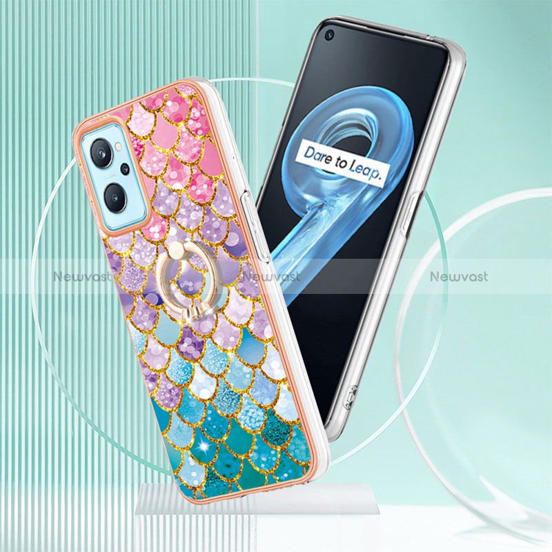 Silicone Candy Rubber Gel Fashionable Pattern Soft Case Cover with Finger Ring Stand Y03B for Oppo K10 4G