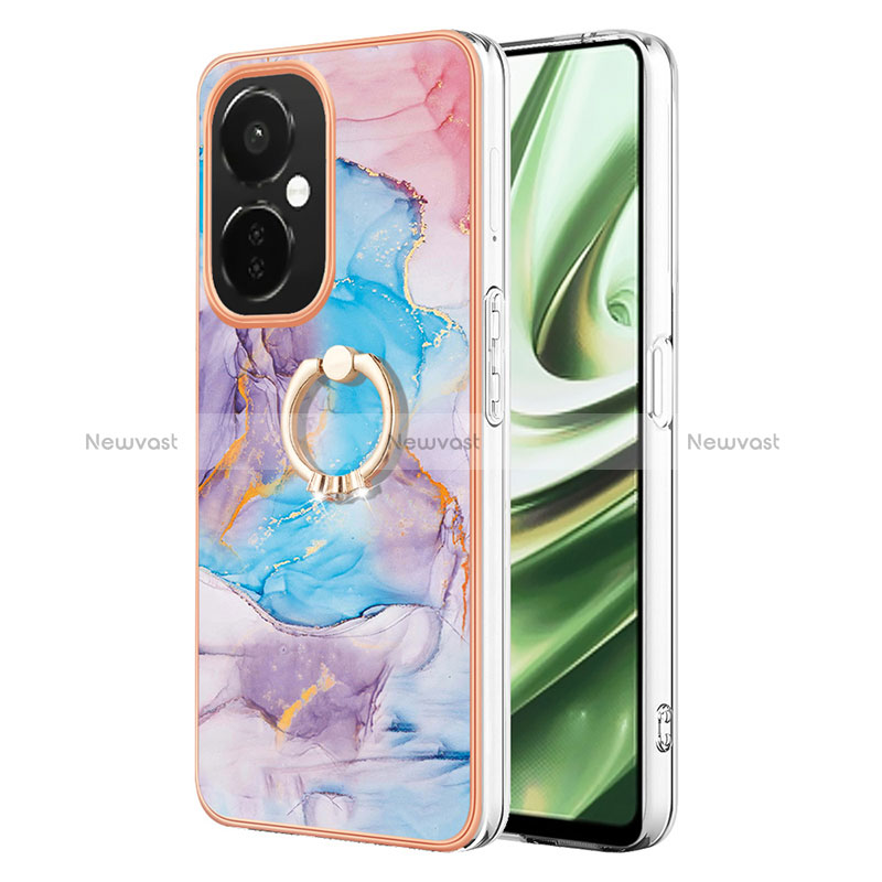 Silicone Candy Rubber Gel Fashionable Pattern Soft Case Cover with Finger Ring Stand Y03B for Oppo K11x 5G