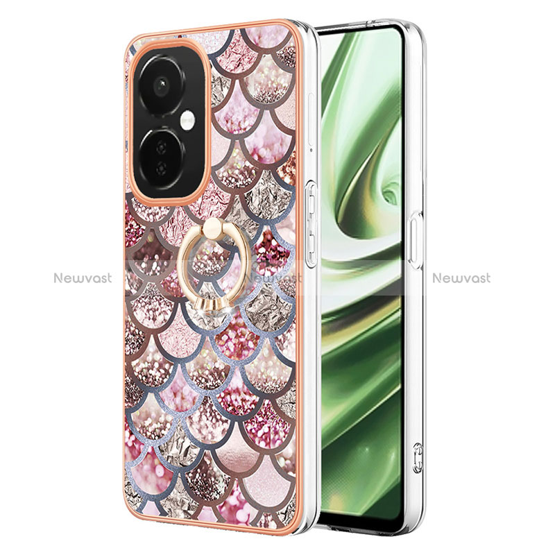 Silicone Candy Rubber Gel Fashionable Pattern Soft Case Cover with Finger Ring Stand Y03B for Oppo K11x 5G