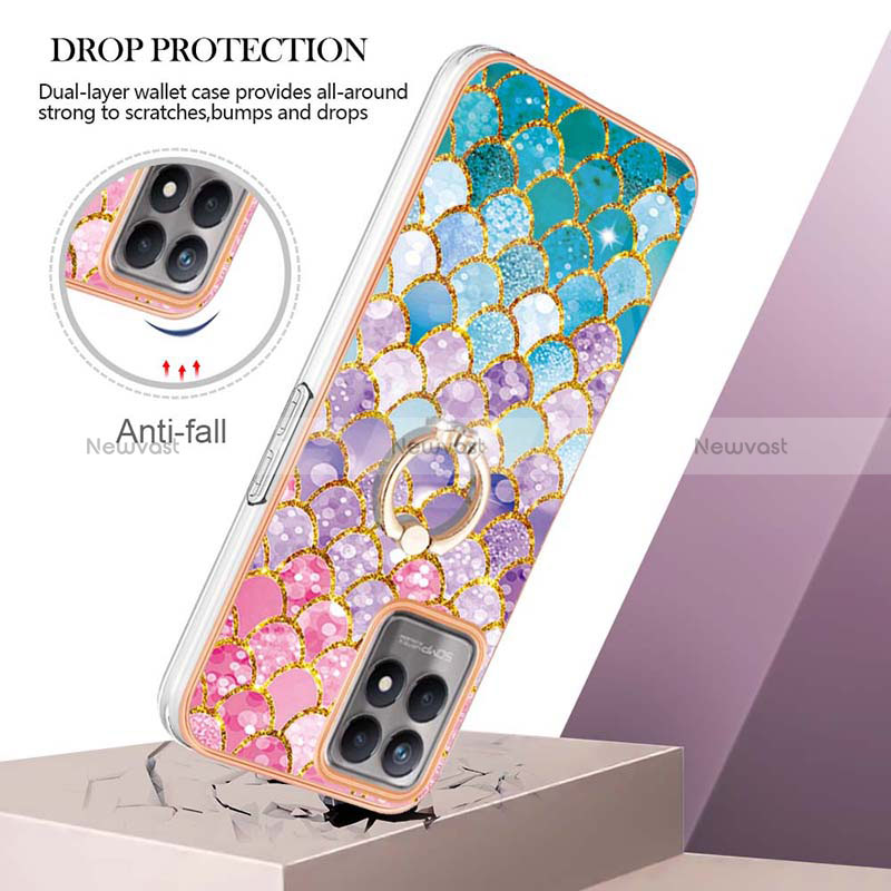 Silicone Candy Rubber Gel Fashionable Pattern Soft Case Cover with Finger Ring Stand Y03B for Realme 8i