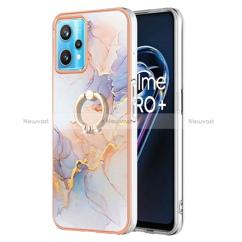 Silicone Candy Rubber Gel Fashionable Pattern Soft Case Cover with Finger Ring Stand Y03B for Realme 9 Pro 5G