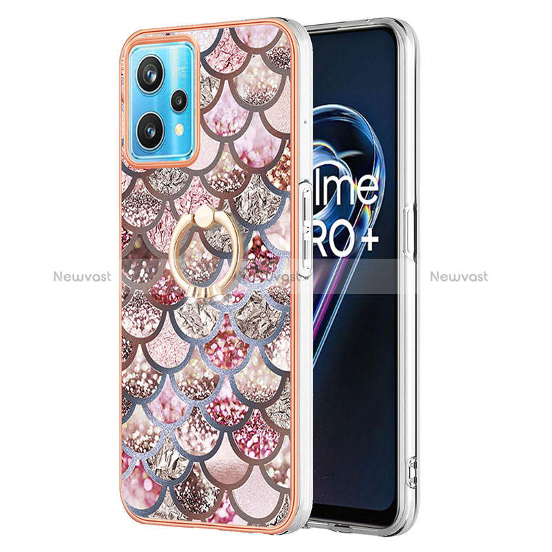 Silicone Candy Rubber Gel Fashionable Pattern Soft Case Cover with Finger Ring Stand Y03B for Realme 9 Pro+ Plus 5G