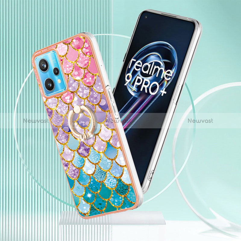 Silicone Candy Rubber Gel Fashionable Pattern Soft Case Cover with Finger Ring Stand Y03B for Realme Narzo 50 Pro 5G