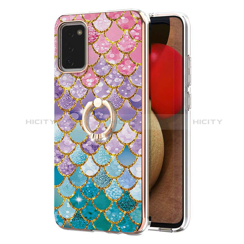 Silicone Candy Rubber Gel Fashionable Pattern Soft Case Cover with Finger Ring Stand Y03B for Samsung Galaxy A03s