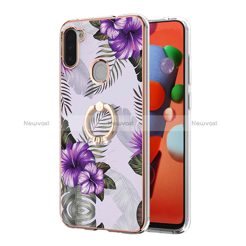 Silicone Candy Rubber Gel Fashionable Pattern Soft Case Cover with Finger Ring Stand Y03B for Samsung Galaxy A11