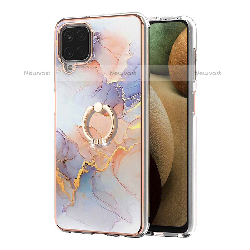 Silicone Candy Rubber Gel Fashionable Pattern Soft Case Cover with Finger Ring Stand Y03B for Samsung Galaxy A12