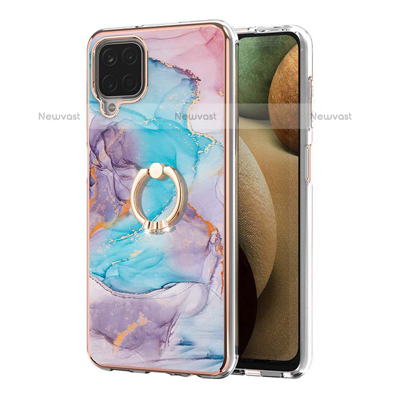 Silicone Candy Rubber Gel Fashionable Pattern Soft Case Cover with Finger Ring Stand Y03B for Samsung Galaxy A12