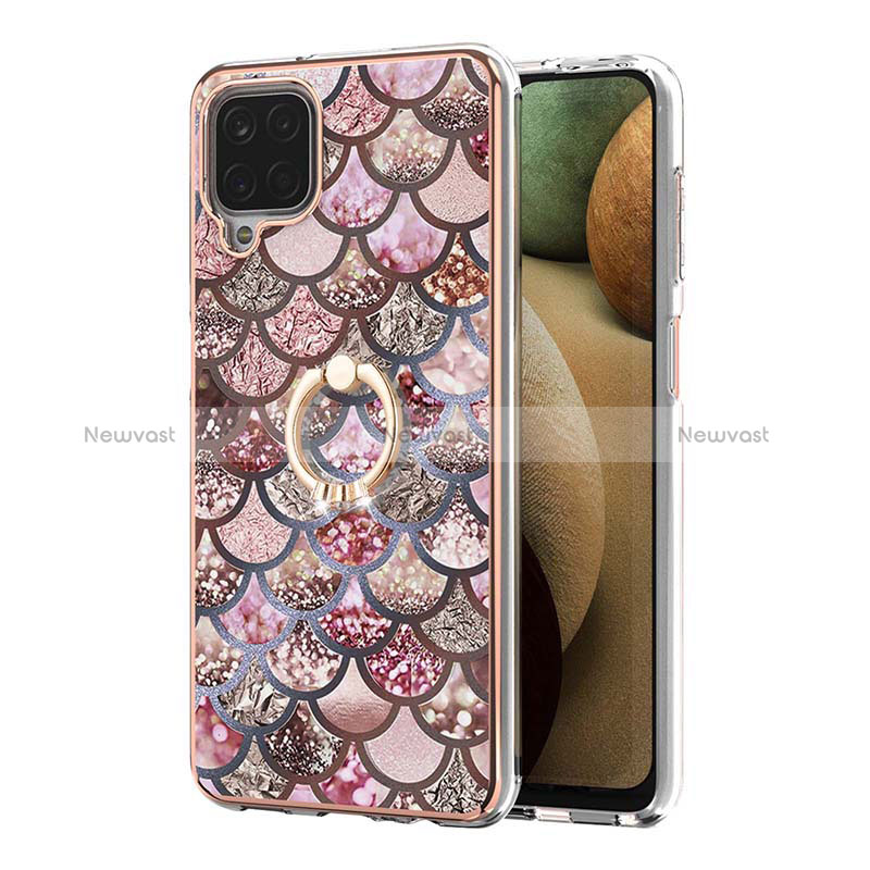 Silicone Candy Rubber Gel Fashionable Pattern Soft Case Cover with Finger Ring Stand Y03B for Samsung Galaxy A12 Nacho