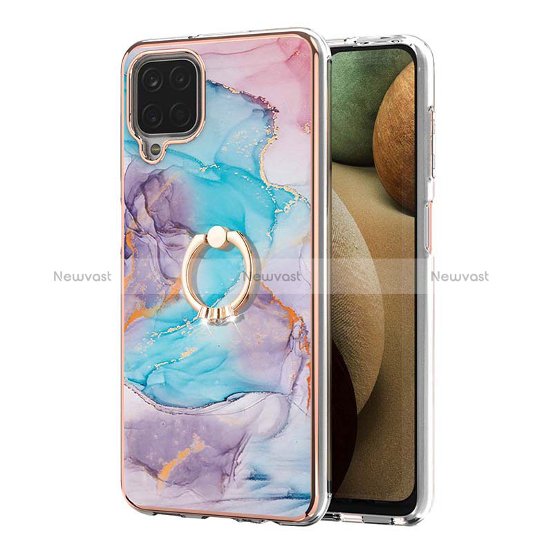 Silicone Candy Rubber Gel Fashionable Pattern Soft Case Cover with Finger Ring Stand Y03B for Samsung Galaxy A12 Nacho