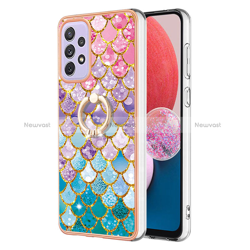 Silicone Candy Rubber Gel Fashionable Pattern Soft Case Cover with Finger Ring Stand Y03B for Samsung Galaxy A13 4G