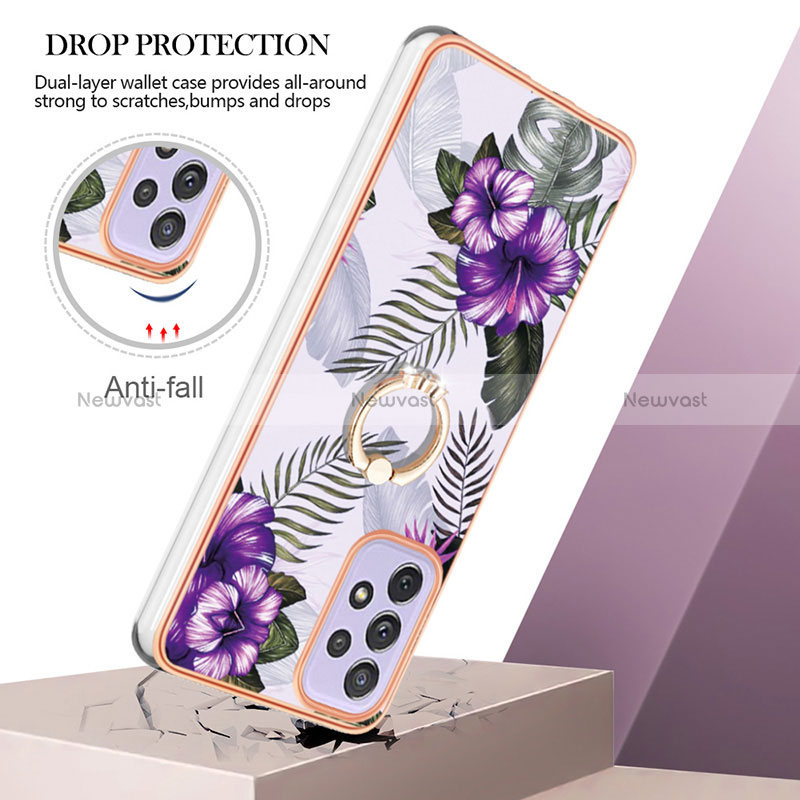 Silicone Candy Rubber Gel Fashionable Pattern Soft Case Cover with Finger Ring Stand Y03B for Samsung Galaxy A13 4G