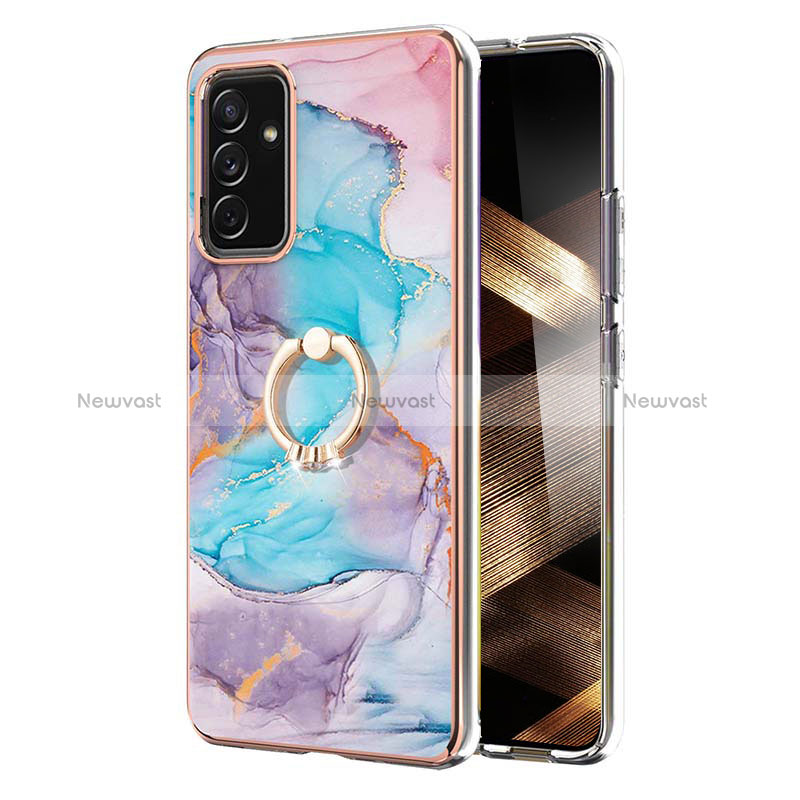 Silicone Candy Rubber Gel Fashionable Pattern Soft Case Cover with Finger Ring Stand Y03B for Samsung Galaxy A15 5G