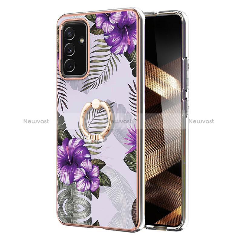 Silicone Candy Rubber Gel Fashionable Pattern Soft Case Cover with Finger Ring Stand Y03B for Samsung Galaxy A15 5G