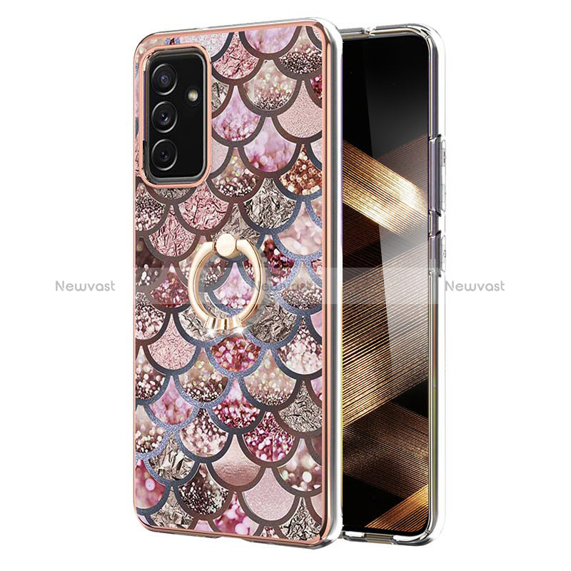 Silicone Candy Rubber Gel Fashionable Pattern Soft Case Cover with Finger Ring Stand Y03B for Samsung Galaxy A15 LTE