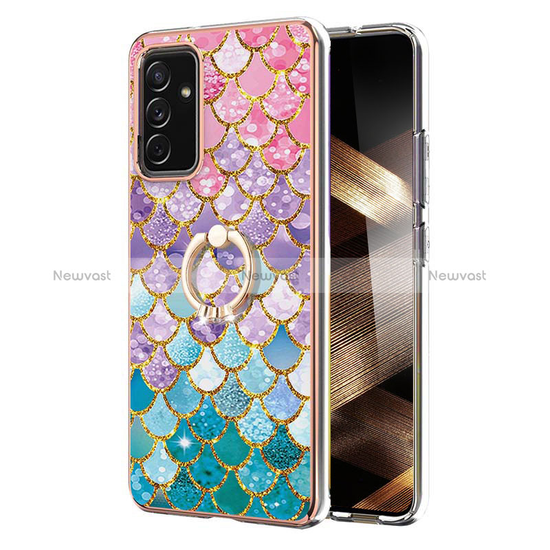 Silicone Candy Rubber Gel Fashionable Pattern Soft Case Cover with Finger Ring Stand Y03B for Samsung Galaxy A15 LTE