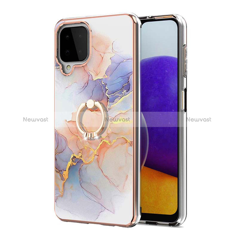 Silicone Candy Rubber Gel Fashionable Pattern Soft Case Cover with Finger Ring Stand Y03B for Samsung Galaxy A22 4G