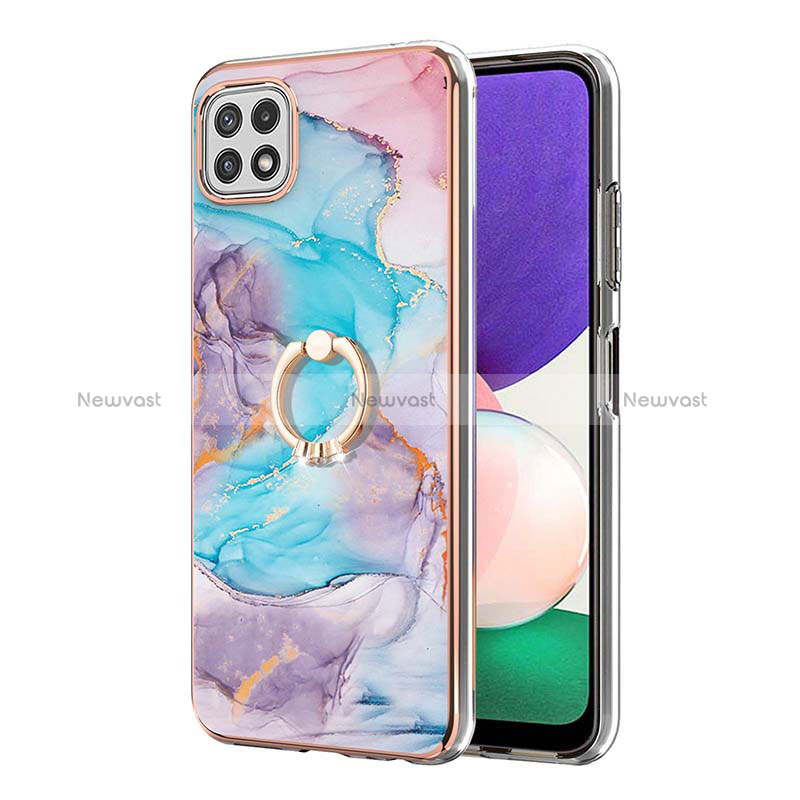 Silicone Candy Rubber Gel Fashionable Pattern Soft Case Cover with Finger Ring Stand Y03B for Samsung Galaxy A22 5G