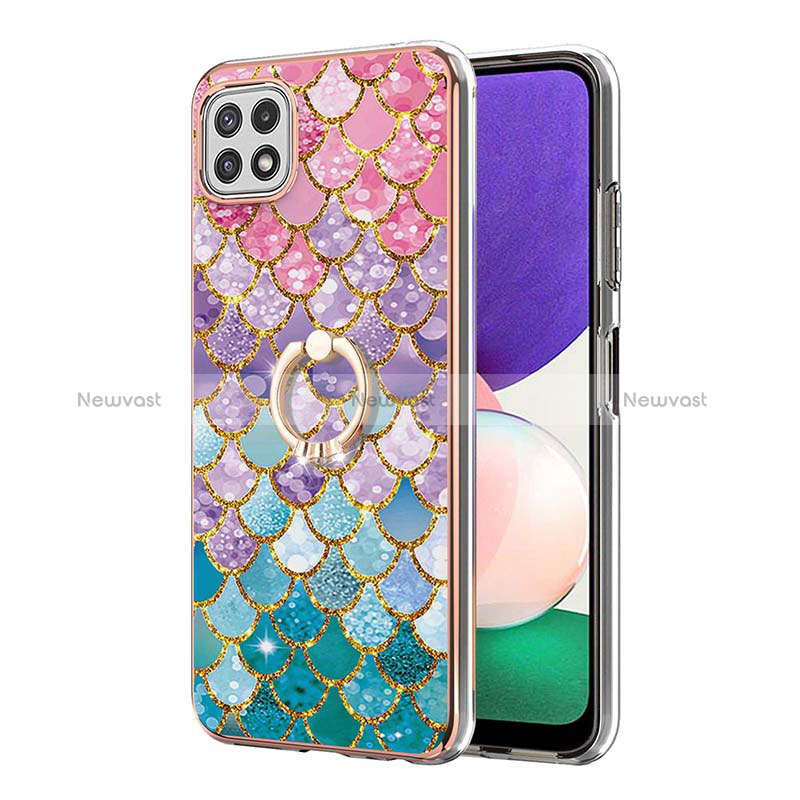 Silicone Candy Rubber Gel Fashionable Pattern Soft Case Cover with Finger Ring Stand Y03B for Samsung Galaxy A22s 5G