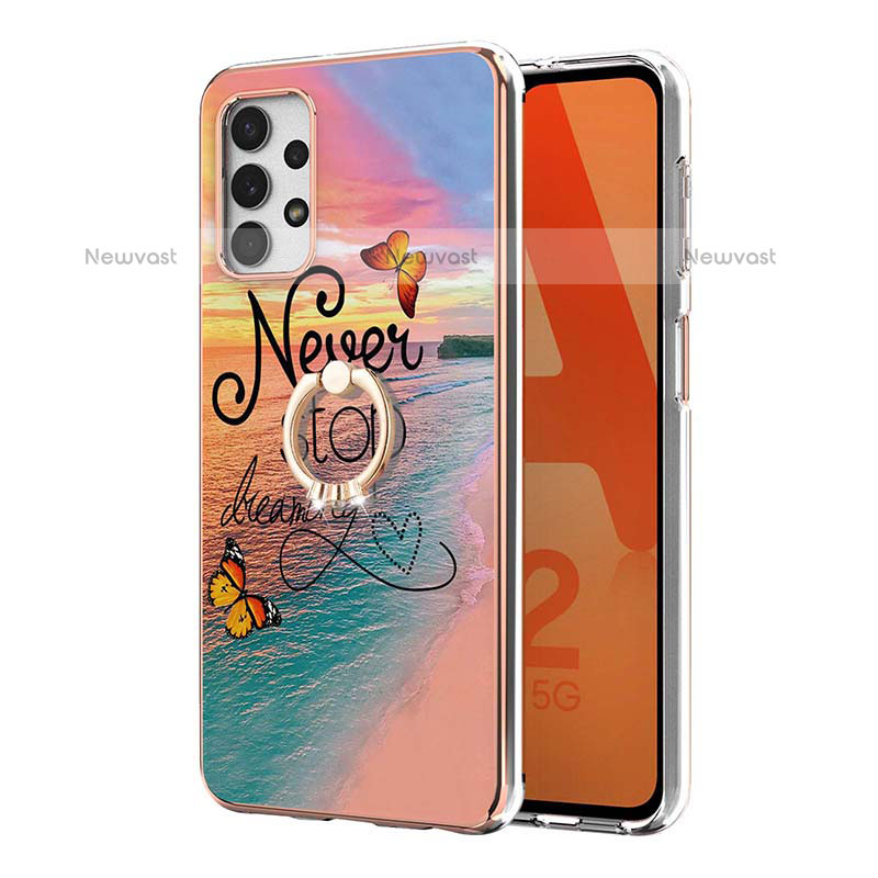 Silicone Candy Rubber Gel Fashionable Pattern Soft Case Cover with Finger Ring Stand Y03B for Samsung Galaxy A23 5G