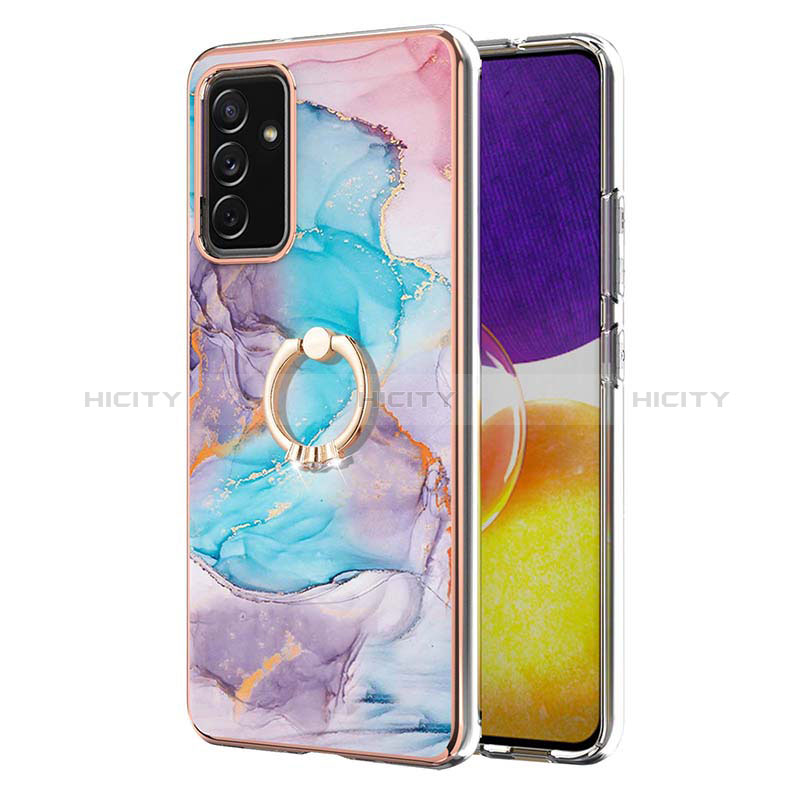 Silicone Candy Rubber Gel Fashionable Pattern Soft Case Cover with Finger Ring Stand Y03B for Samsung Galaxy A24 4G