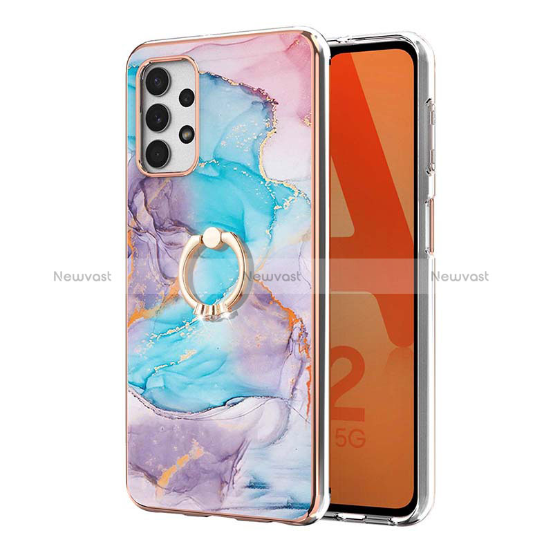 Silicone Candy Rubber Gel Fashionable Pattern Soft Case Cover with Finger Ring Stand Y03B for Samsung Galaxy A32 5G