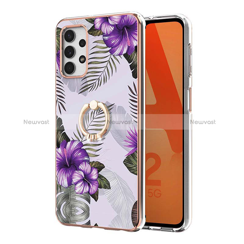 Silicone Candy Rubber Gel Fashionable Pattern Soft Case Cover with Finger Ring Stand Y03B for Samsung Galaxy A33 5G