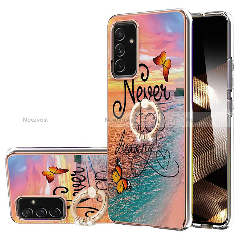 Silicone Candy Rubber Gel Fashionable Pattern Soft Case Cover with Finger Ring Stand Y03B for Samsung Galaxy A35 5G Mixed