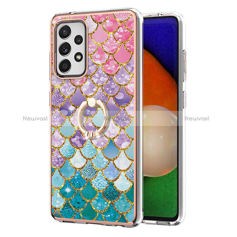 Silicone Candy Rubber Gel Fashionable Pattern Soft Case Cover with Finger Ring Stand Y03B for Samsung Galaxy A52s 5G