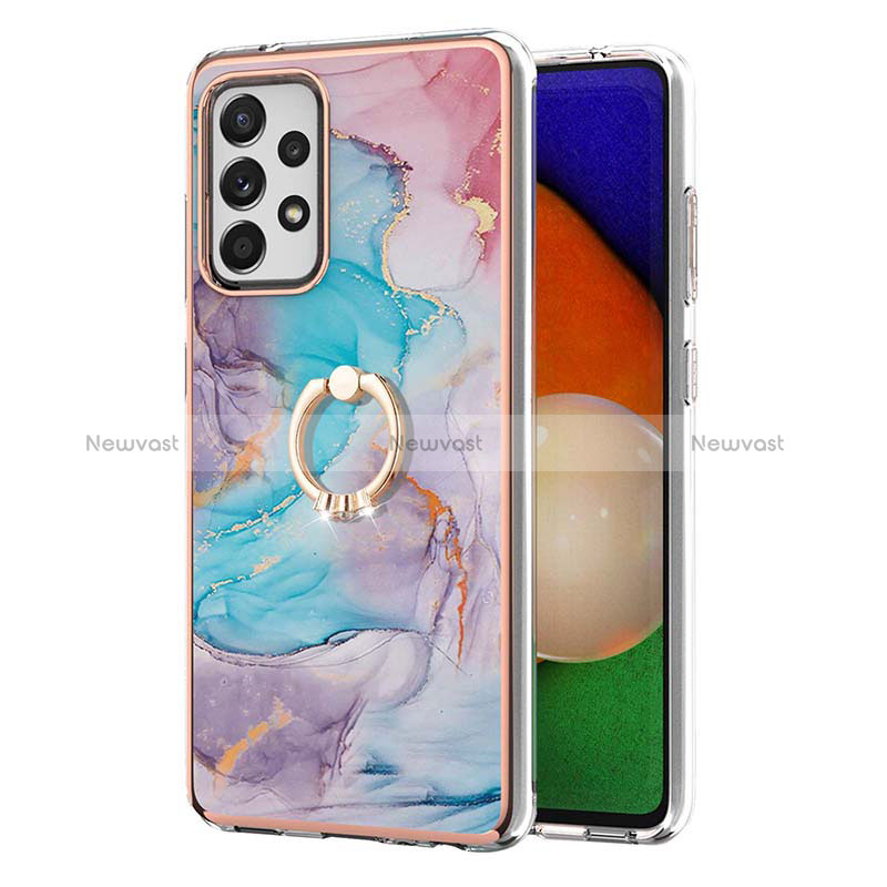 Silicone Candy Rubber Gel Fashionable Pattern Soft Case Cover with Finger Ring Stand Y03B for Samsung Galaxy A52s 5G