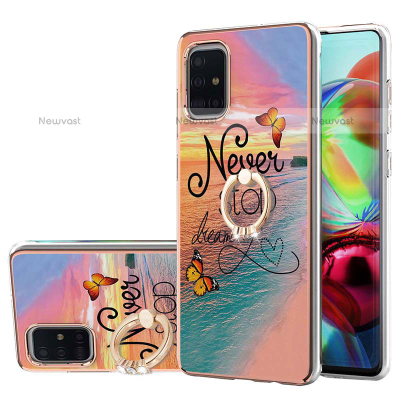 Silicone Candy Rubber Gel Fashionable Pattern Soft Case Cover with Finger Ring Stand Y03B for Samsung Galaxy A71 4G A715 Mixed