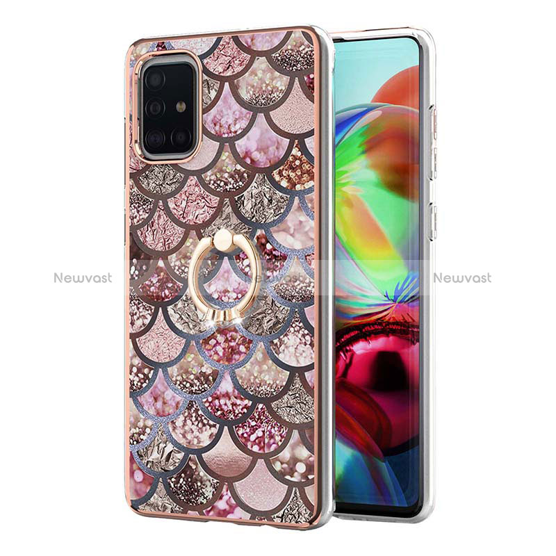 Silicone Candy Rubber Gel Fashionable Pattern Soft Case Cover with Finger Ring Stand Y03B for Samsung Galaxy A71 5G