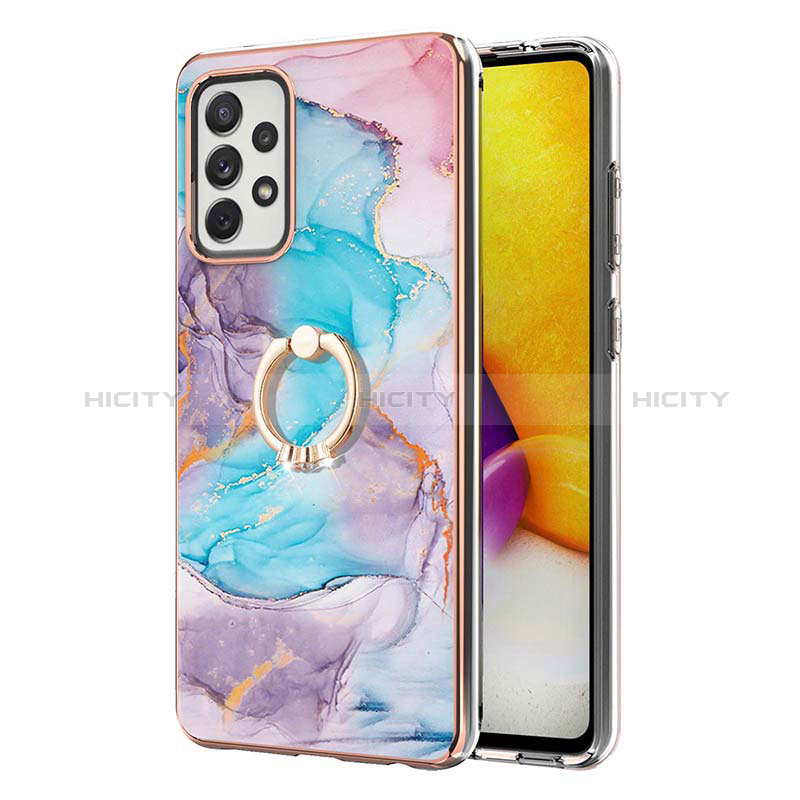 Silicone Candy Rubber Gel Fashionable Pattern Soft Case Cover with Finger Ring Stand Y03B for Samsung Galaxy A72 4G