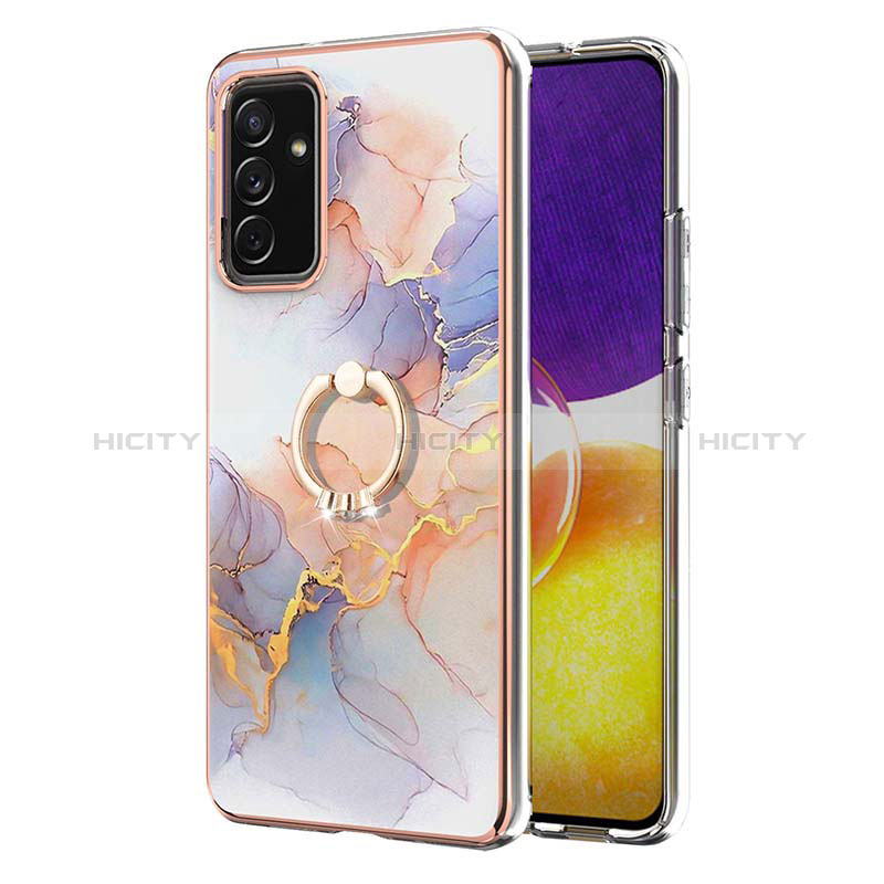 Silicone Candy Rubber Gel Fashionable Pattern Soft Case Cover with Finger Ring Stand Y03B for Samsung Galaxy A82 5G