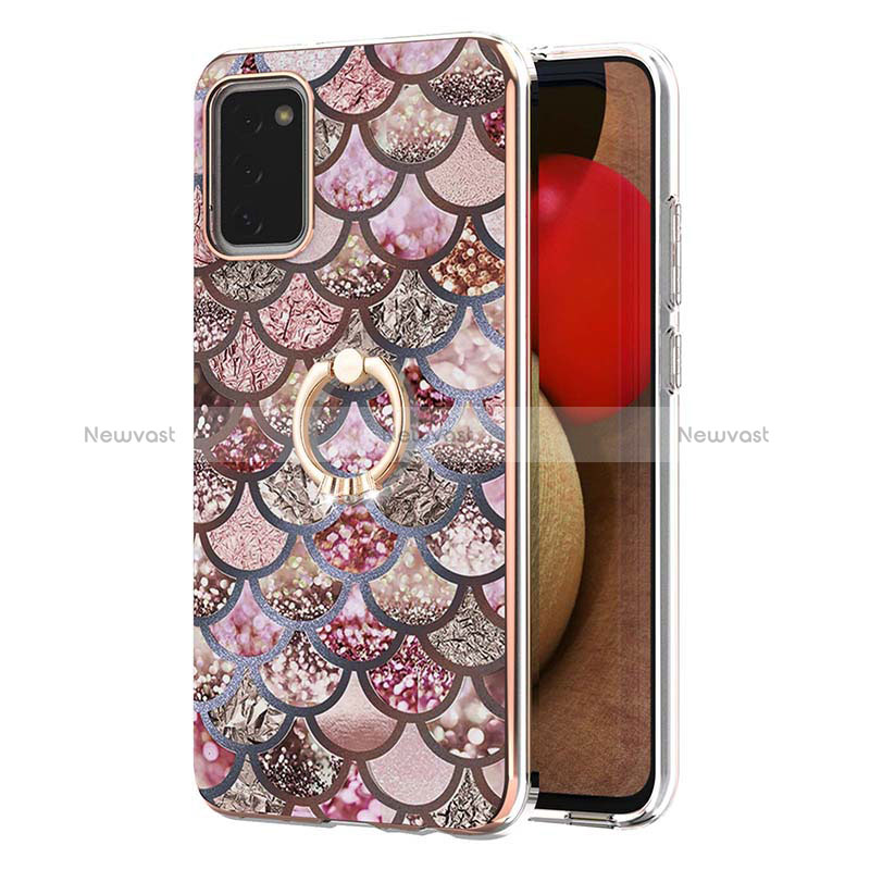 Silicone Candy Rubber Gel Fashionable Pattern Soft Case Cover with Finger Ring Stand Y03B for Samsung Galaxy F02S SM-E025F