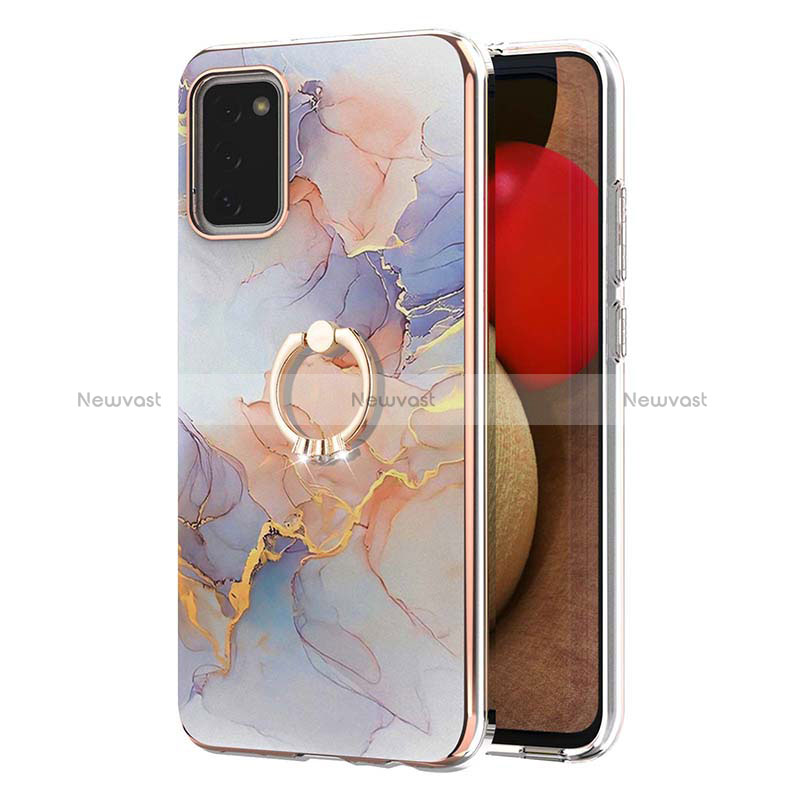 Silicone Candy Rubber Gel Fashionable Pattern Soft Case Cover with Finger Ring Stand Y03B for Samsung Galaxy F02S SM-E025F