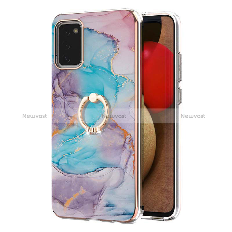 Silicone Candy Rubber Gel Fashionable Pattern Soft Case Cover with Finger Ring Stand Y03B for Samsung Galaxy F02S SM-E025F