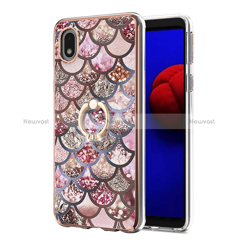 Silicone Candy Rubber Gel Fashionable Pattern Soft Case Cover with Finger Ring Stand Y03B for Samsung Galaxy M01 Core