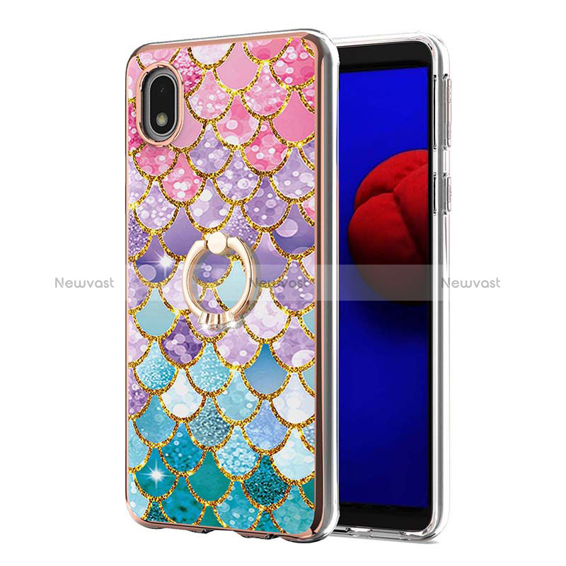 Silicone Candy Rubber Gel Fashionable Pattern Soft Case Cover with Finger Ring Stand Y03B for Samsung Galaxy M01 Core