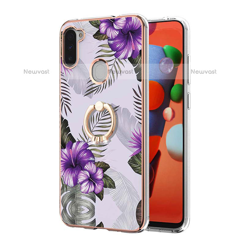 Silicone Candy Rubber Gel Fashionable Pattern Soft Case Cover with Finger Ring Stand Y03B for Samsung Galaxy M11