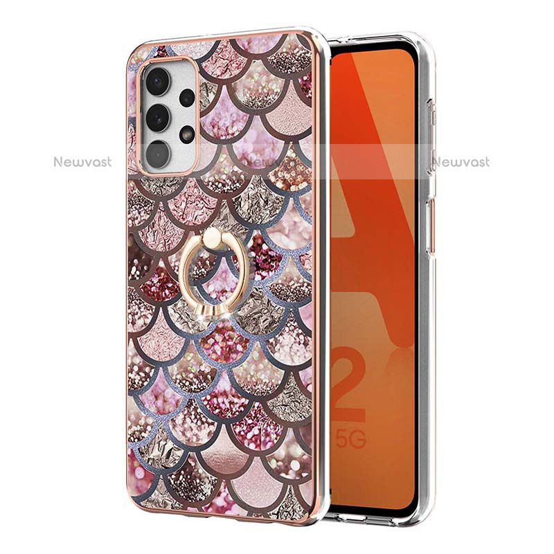 Silicone Candy Rubber Gel Fashionable Pattern Soft Case Cover with Finger Ring Stand Y03B for Samsung Galaxy M32 5G