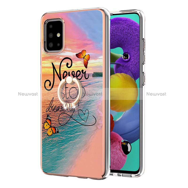 Silicone Candy Rubber Gel Fashionable Pattern Soft Case Cover with Finger Ring Stand Y03B for Samsung Galaxy M40S