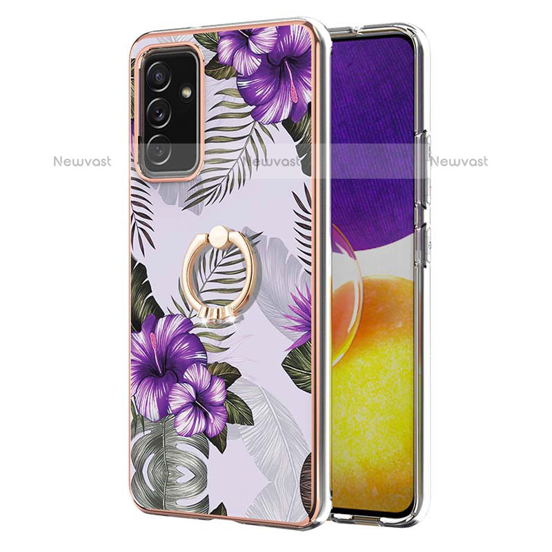 Silicone Candy Rubber Gel Fashionable Pattern Soft Case Cover with Finger Ring Stand Y03B for Samsung Galaxy Quantum2 5G