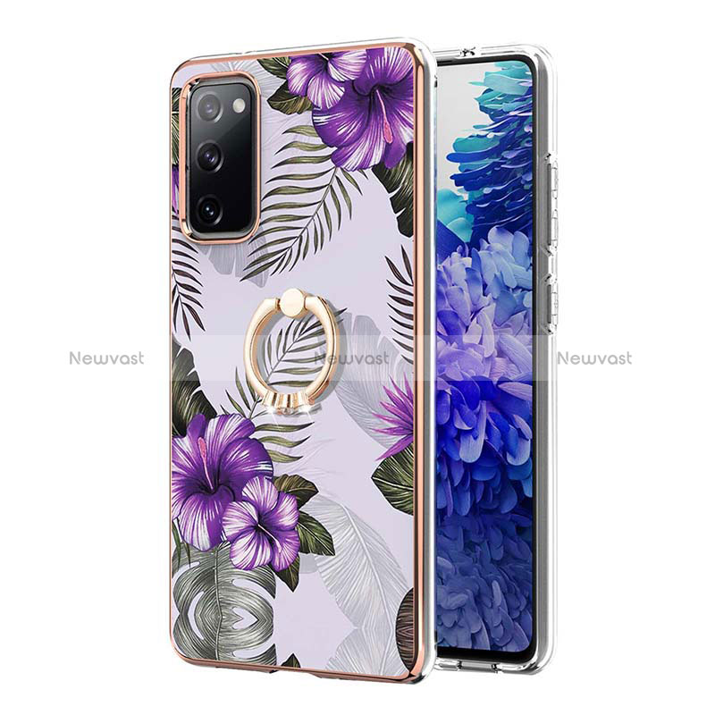 Silicone Candy Rubber Gel Fashionable Pattern Soft Case Cover with Finger Ring Stand Y03B for Samsung Galaxy S20 FE (2022) 5G