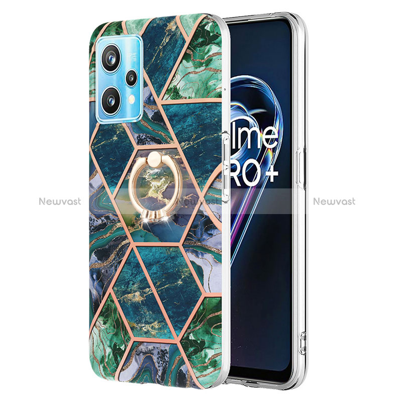 Silicone Candy Rubber Gel Fashionable Pattern Soft Case Cover with Finger Ring Stand Y04B for Realme 9 Pro 5G